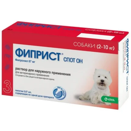 Фиприст спот он, для собак 2-10 кг капли на холку, 1 пипетка