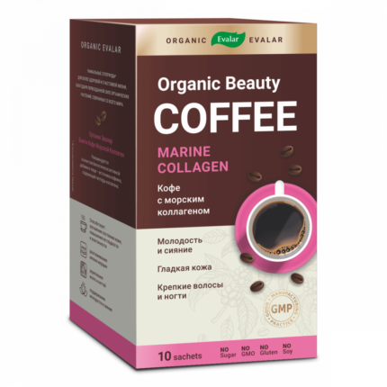 Растворимый кофе с морским коллагеном Organic Evalar beauty 10 саше